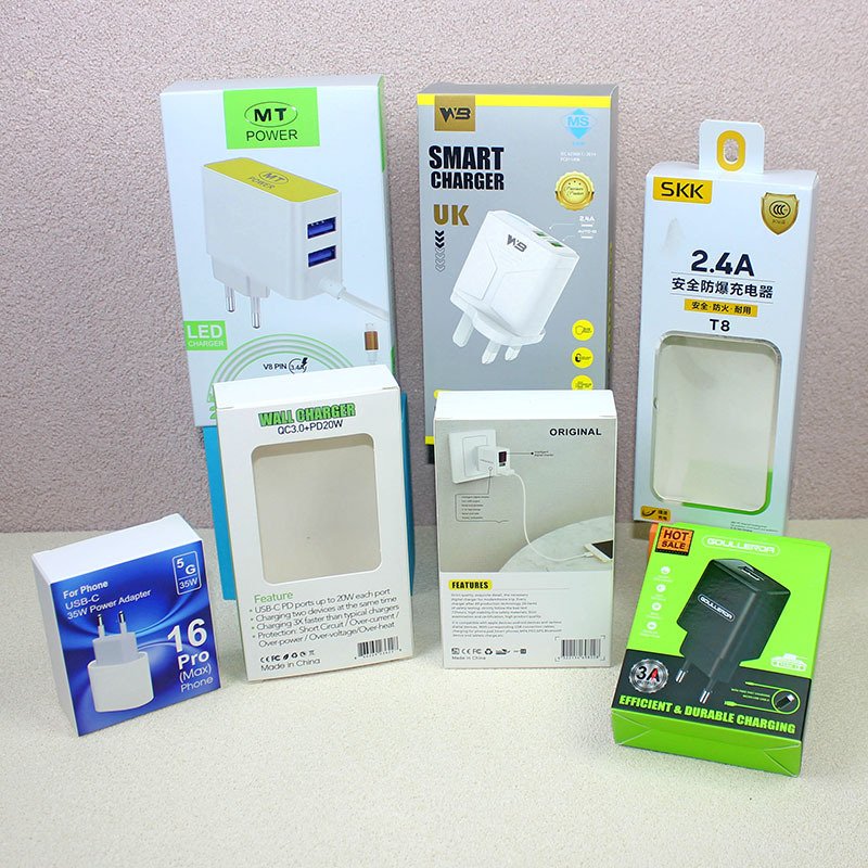 custom cardboard hook paper boxes with PVC window for Electronics
