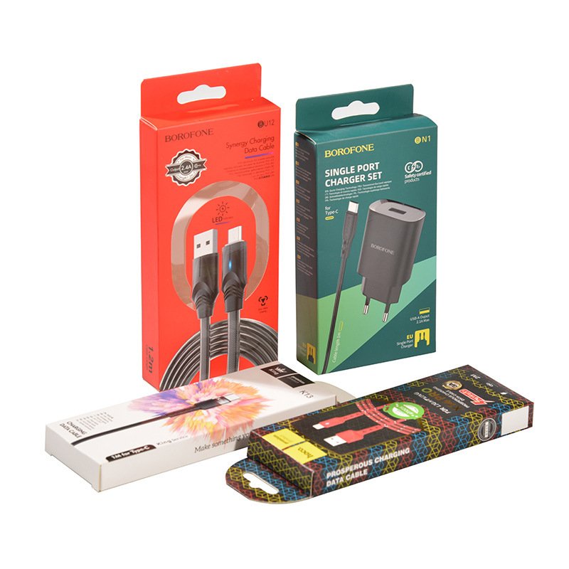 custom colorful paper boxes for usb cable