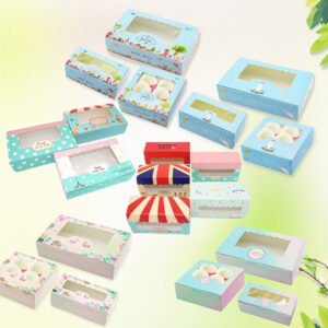 Custom cardboard paper Packaging Boxes Eco-friend Cake Paper Boxes with PVC window