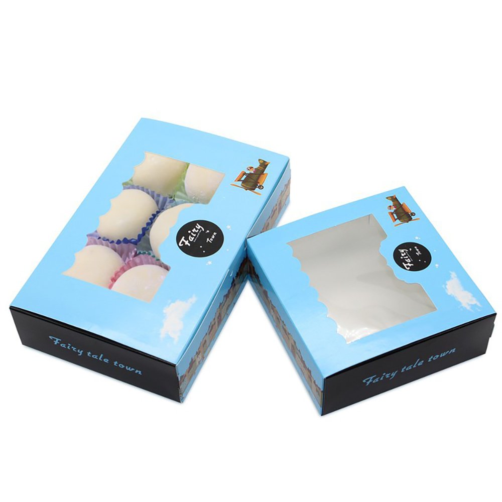 Custom cardboard paper Packaging Boxes Eco-friend Cake Paper Boxes with PVC window
