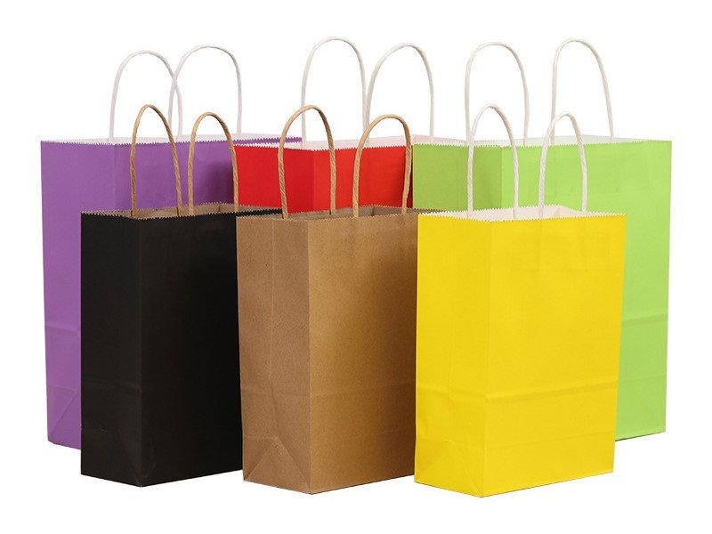 colorful Kraft Paper Bags Custom Logo Printing Colorful Shopping Bag
