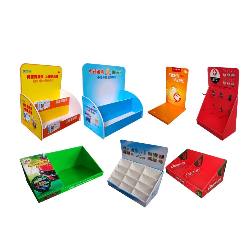 PDQ Boxes For Desk Paper Cardboard PDQ Counter Display Racks
