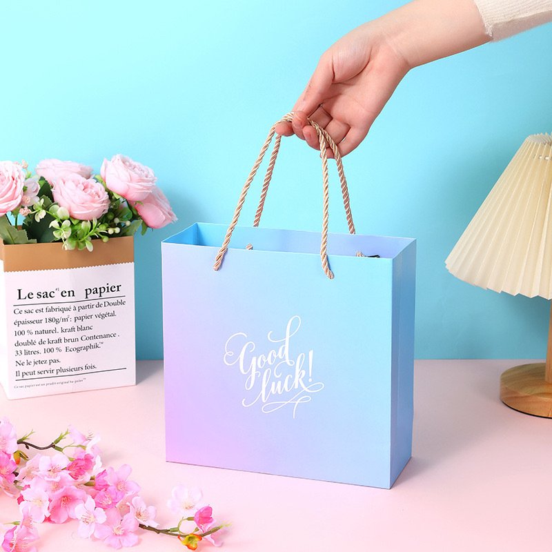 custom hard cardboard paper boxes with handle bag