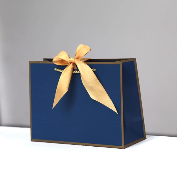 Cardboard Paper Bags Kraft Printing Color Ribbon Handle Bags