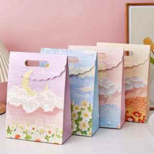 3D oil painting shopping paper bags handle bags