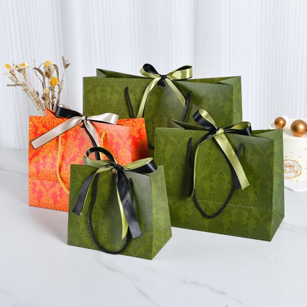 Luxury handle Gift Paper Bags with ribbon