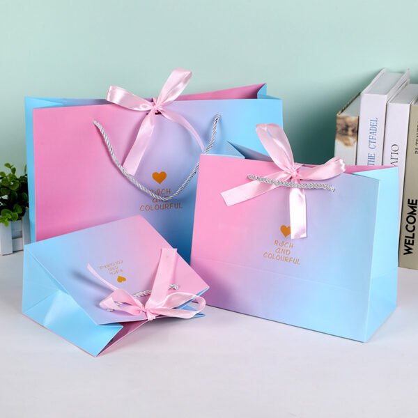 OEM Luxury handle Paper Bags with ribbon