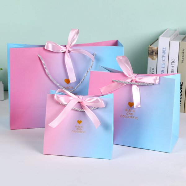 OEM Luxury handle Paper Bags with ribbon