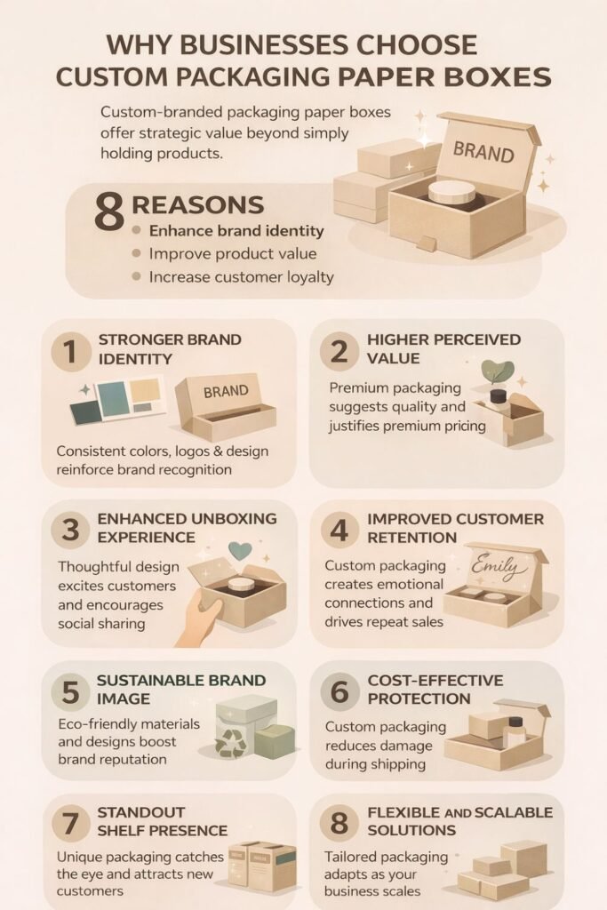 Why Businesses Choose Custom Packaging Paper Boxes: Reasons, Value, and Long-Term Brand Impact
